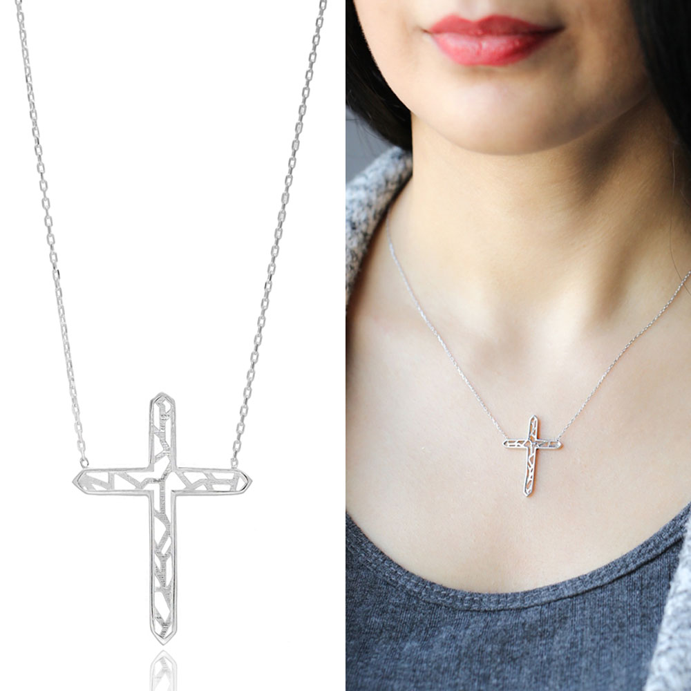 Origami Cross Minimalist Design Sterling Silver Pendant